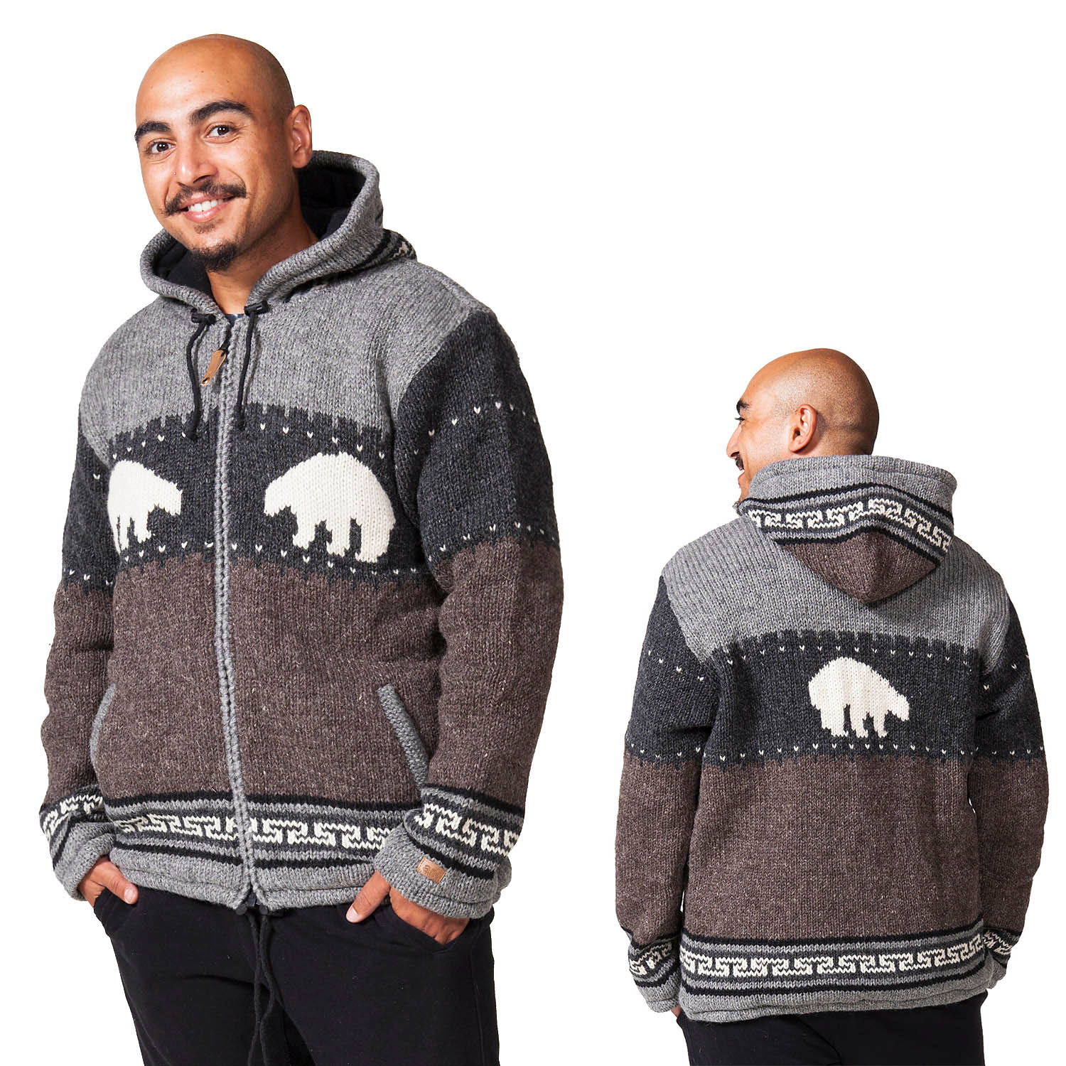 Ark Fair Trade Mens Wool Cardigan Sweater