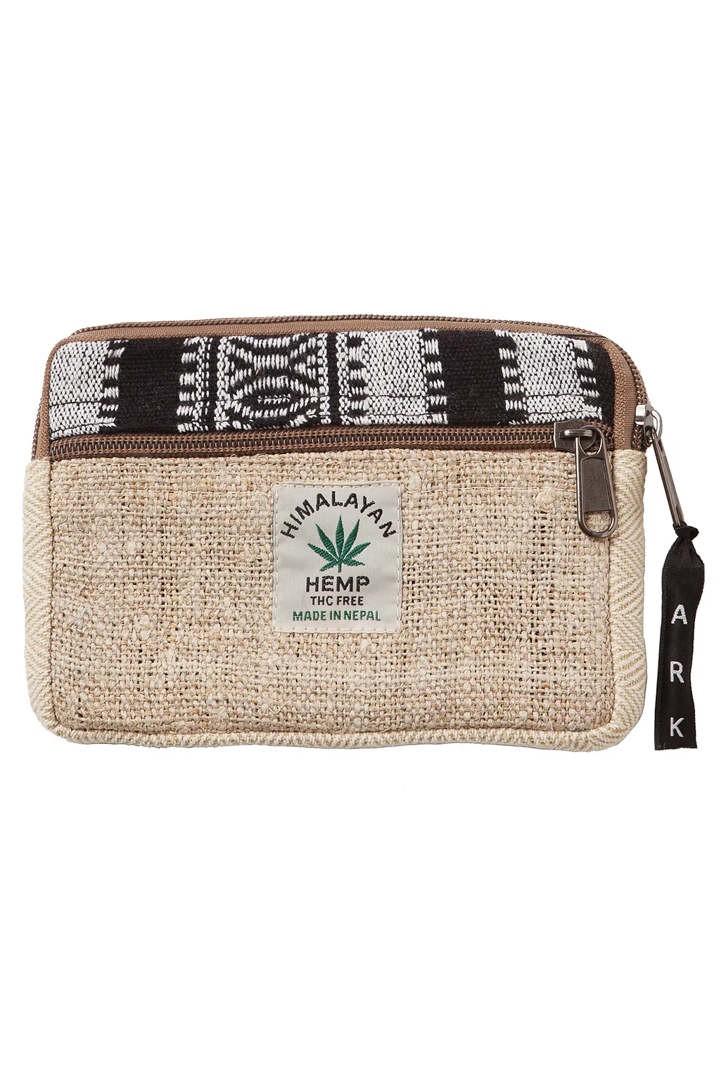 Hemp Azteka Zip Pouch Black White