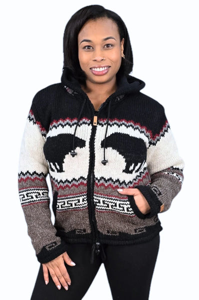 marukoRim.ark★Wool hoodie over CT Handmade Algonquin Cardigan | Algonquin Cardigan | Ark Fair Trade