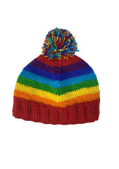 Rainbow Pompom Hat