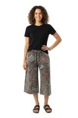 Mandala Wide-Leg Cropped Pants